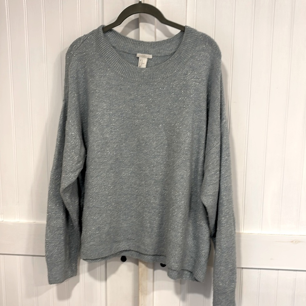 H&M sparkly silver- blue sweater. Crewneck size XL.